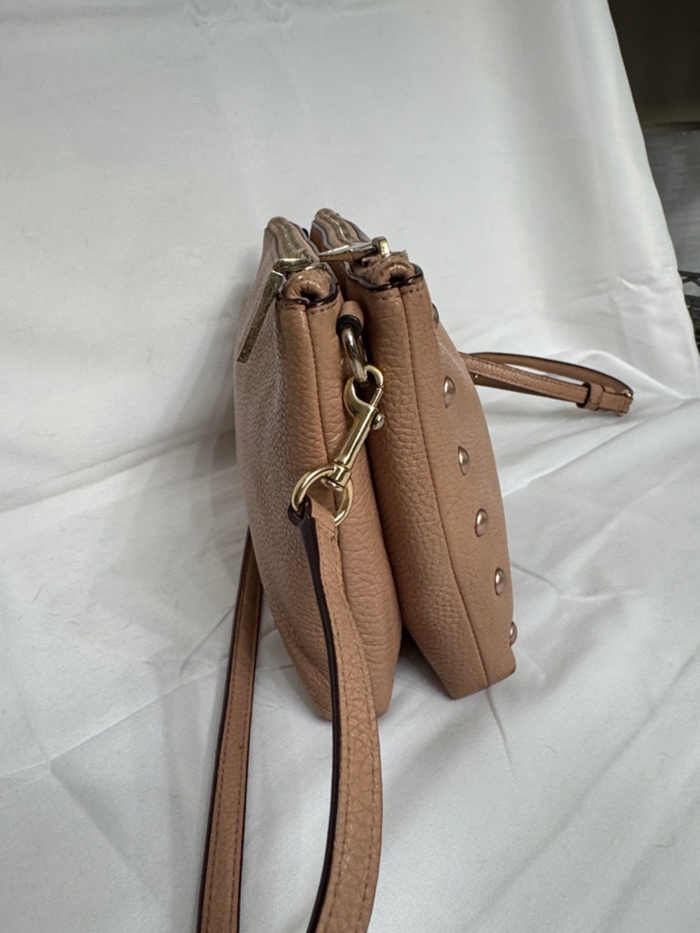Coach Lyla rivet Tan Pebbled Leather Studded Crossbody - Picture 5 of 10